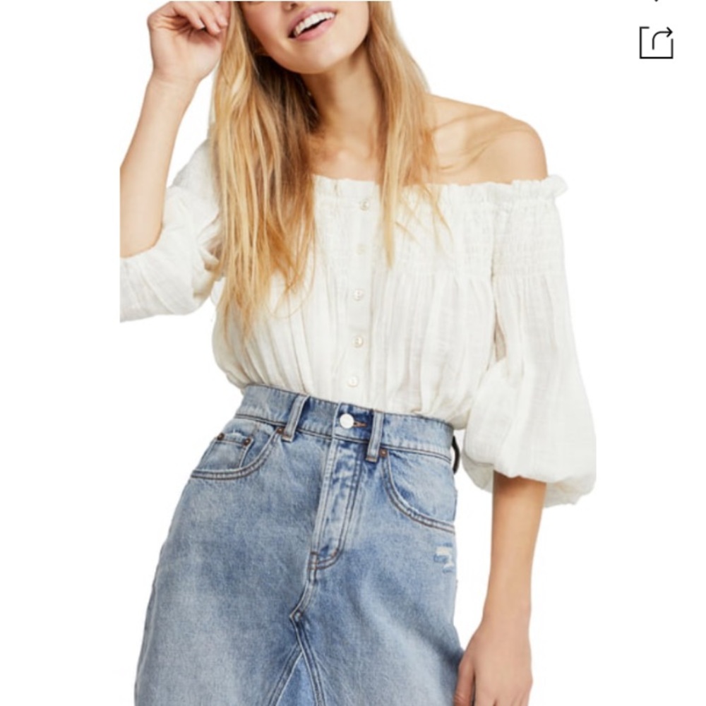 Free People Off-Shoulder White Blouse